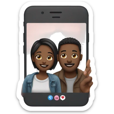 Cute couple on video call sticker