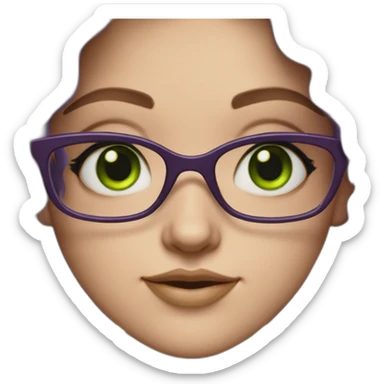 white-girl-purple-wavy-hair-green-eyes-square-glasses sticker