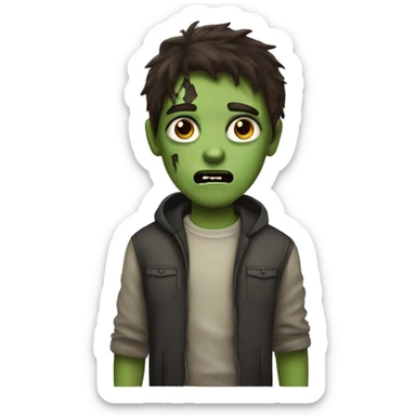 boy zombie teen with dark brown hair medium sticker