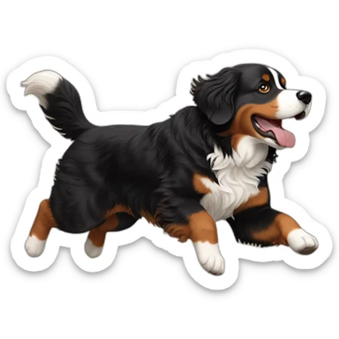 bernese mountain dog jumping over a brown hair girl sticker