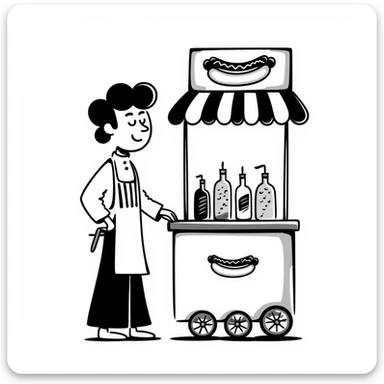 hotdog seller in New York with cart sticker