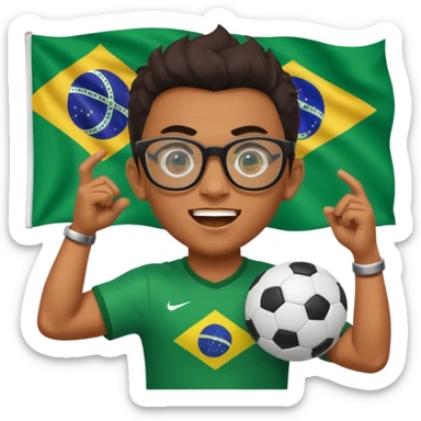 make an guy called pedro who is dancing with a football and playing brazzilian phonk and hee has glasses and is and make it look like hes listening to brazzilian phonk so it has a brazil flag and text saying phonk on it and give him demon laser eyes phonk demon tuff boii  sus phonk brazilo! sticker