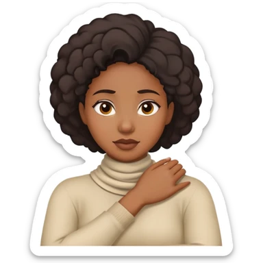 Black women crossing her arms around her neck with a 🙄 facial expression  sticker