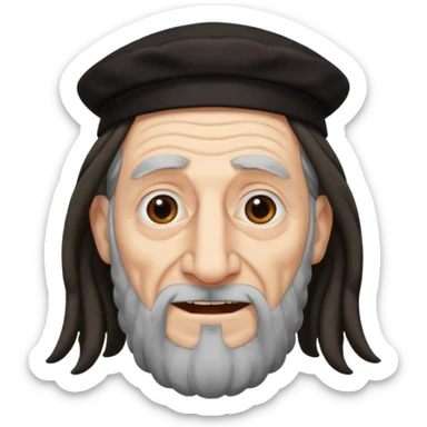 Jewish elderly man emoji with long dread hair on the sides and jewish hat, long big nose and crooked teeth sticker