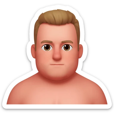 male  very short light  brown hair  very round red ace fatter sticker