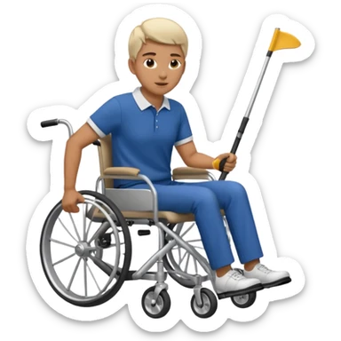 a golfer knocking someone off of their wheelchair sticker