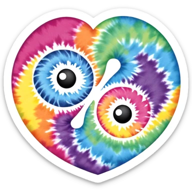 Tie dye ying yang with hearts as the opposite  sticker