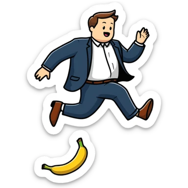 JD Vance stepping on a banana peel and falling backwards sticker