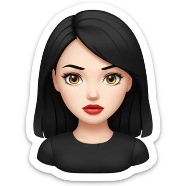 “Emoji girl, femme fatale, black hair. megan fox vibes black dress sticker
