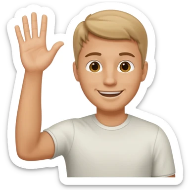 A white man in casual clothes stands and waves his hand in greeting. sticker