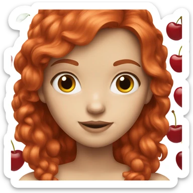 white girl with cherry red hair sticker