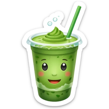 MATCHA PLASTIC CUP WITH CUBES OF ICE sticker