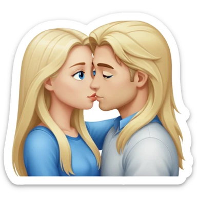 couple guy and girl both with blond hair and blue eyes girl has long hair and they are kissing  sticker