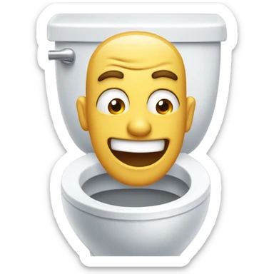 man with head sticking out of the toilet with a crazy smile sticker