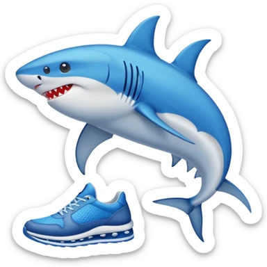 Un tiburón con zapatos azules sticker