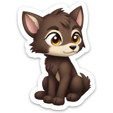 Anthro Shy Cute Cool Edgy Chibi Dark Brown Furry Animal Anthro Sona sticker
