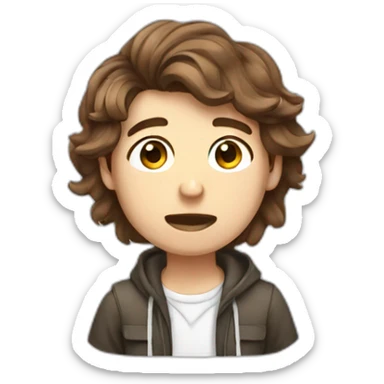 Brown hair male Student white struggling with pc sticker