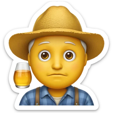 a yellow face default emoji which looks like a farmer with drunk eyes sticker