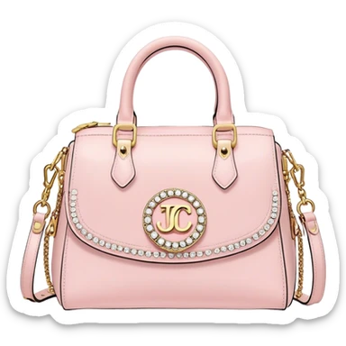 pale pink juicy couture purse with big JC on the front bling bling sticker