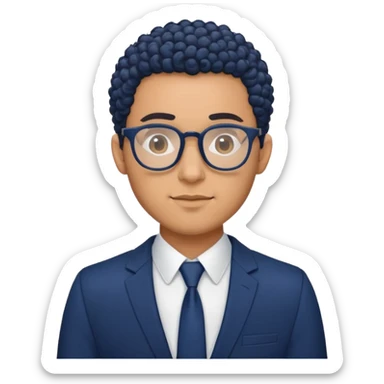 Curly Buzz cut Latino with glasses and dark blue suit  sticker