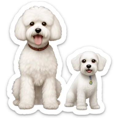 white bichon frise and brown cockapoo sticker