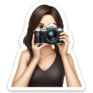 woman photographer fujifilm camera taking photo brunette sticker