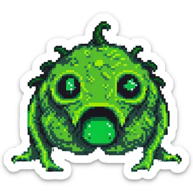 classic green blob slime monster sticker