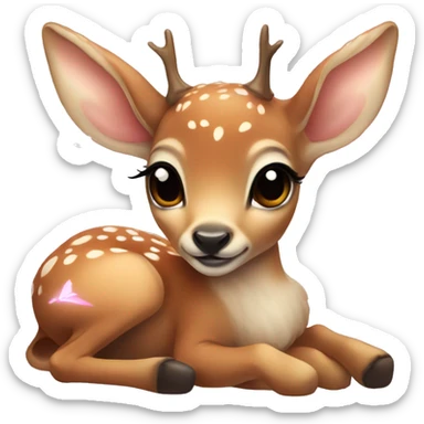 baby deer laying down with fairy wings sticker