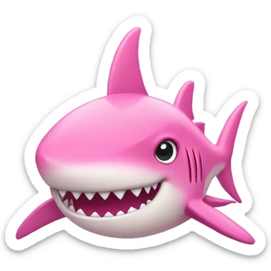 pink shark wearing pink tiara sticker