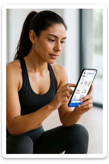 Donna sportiva che usa app contacalorie come myfitnesspal sticker