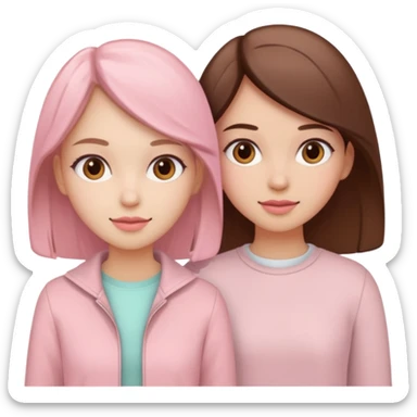 girlfriends with pastel pink and brown clothes sticker