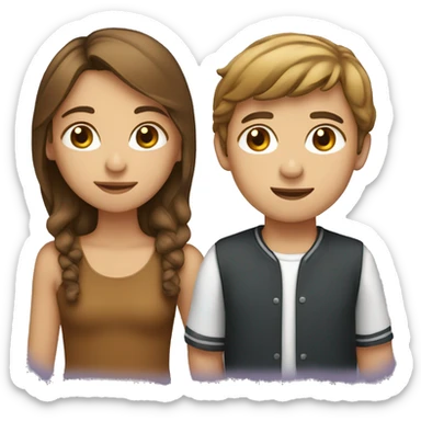 Boy with light brown hair kissing a girl whit brown hair  sticker