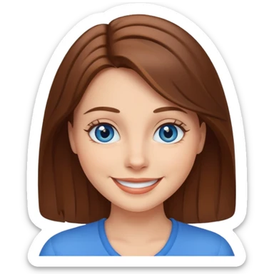 brown-haired blue-eyed woman smiling sticker