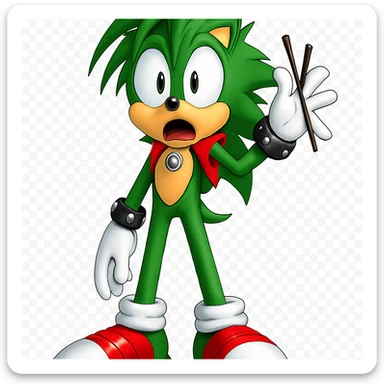 Keep the picture quality intact, change the character's expression to a surprised look, character facing forward. sticker