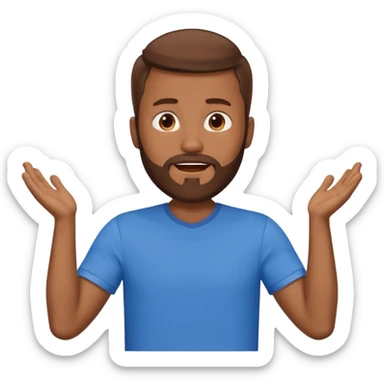 A man with brown hair and beard with his arms open wide waiting for a hug sticker