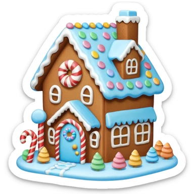 Light blue gingerbread house sticker