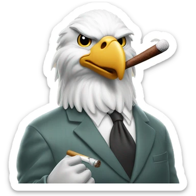 bald eagle smoking a cigar AND playing golf at the same time sticker