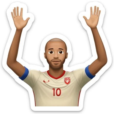 Thierry Henry celebrating a goal football kit arms raised sticker