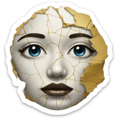 Person face portrait made entirely of galactic kintsugi sticker