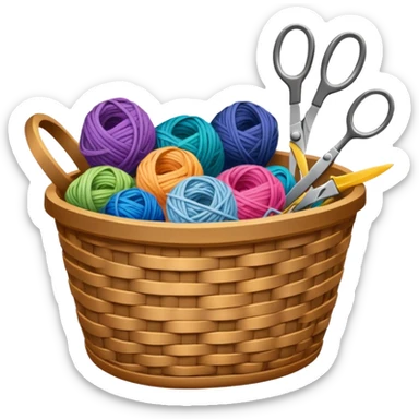 A tidy basket with neatly arranged skeins and scissors. sticker