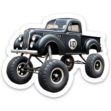 1:10 off-road lcg burning ramp-jumping Basher Wednesday Adam’s CatWoman’s 1954 blackened tarnished hotrod ford jaguar rc pickup (extra wide low-profile rock climbing tires without fenders) sticker
