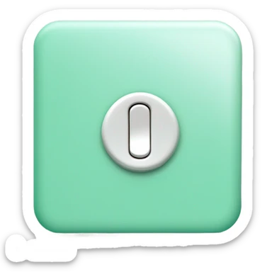 Create a modern toggle switch in the 'on' position. The switch should be a rounded rectangle or pill shape with very rounded corners. The background color should be a bright mint green (#00FF9D or similar). The toggle circle/knob should be pure white and positioned on the right side to indicate the 'on' state. The overall shape should have soft edges and a subtle shadow. The dimensions should be roughly 2:1 (width to height ratio). Make sure the circle/knob fits perfectly within the height of the pill shape with a small margin on all sides. The style should be clean and minimal with no additional details or textures sticker