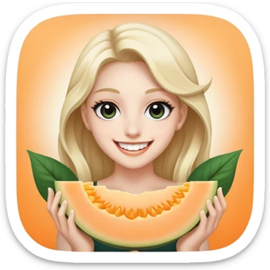 Super idol smiling but with only his upper teeth out and he is extremely white and he has completely white pupils and the irises are pitch black and his eyes are so big they cover his eyelids and the background is a very whitish cantaloupe color sticker