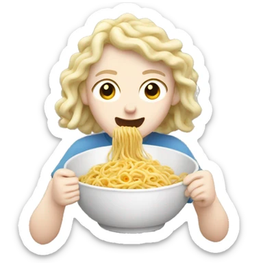 Pale person eating noodles sticker