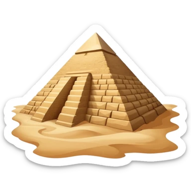 An emoji of the ancient Egyptian Great Pyramid of Giza. It is a large, triangular structure made of stone blocks against a desert background. sticker
