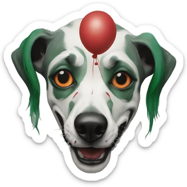 Green gray black red dog joker clown facepaint tattoos lurcher surrealism  sticker