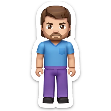 Jack Black as Minecraft Steve, blocky character with brown hair, blue shirt, and purple pants sticker