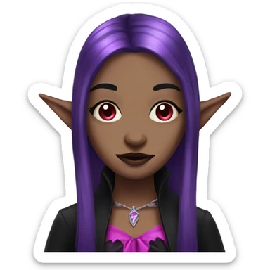 vampire witch elf with purple and black hair with pink fairy vampire sticker