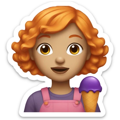 A girl with orange hair holding a purple popsicle  sticker