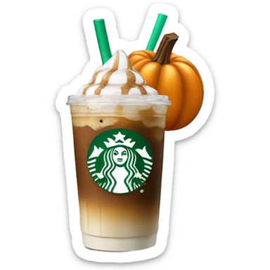 Starbuck ice coffee with ice cubes pumpkin sticker